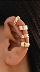Via Non-Piercing Ear Cuffs 4 piece Earrings Set - Gold
