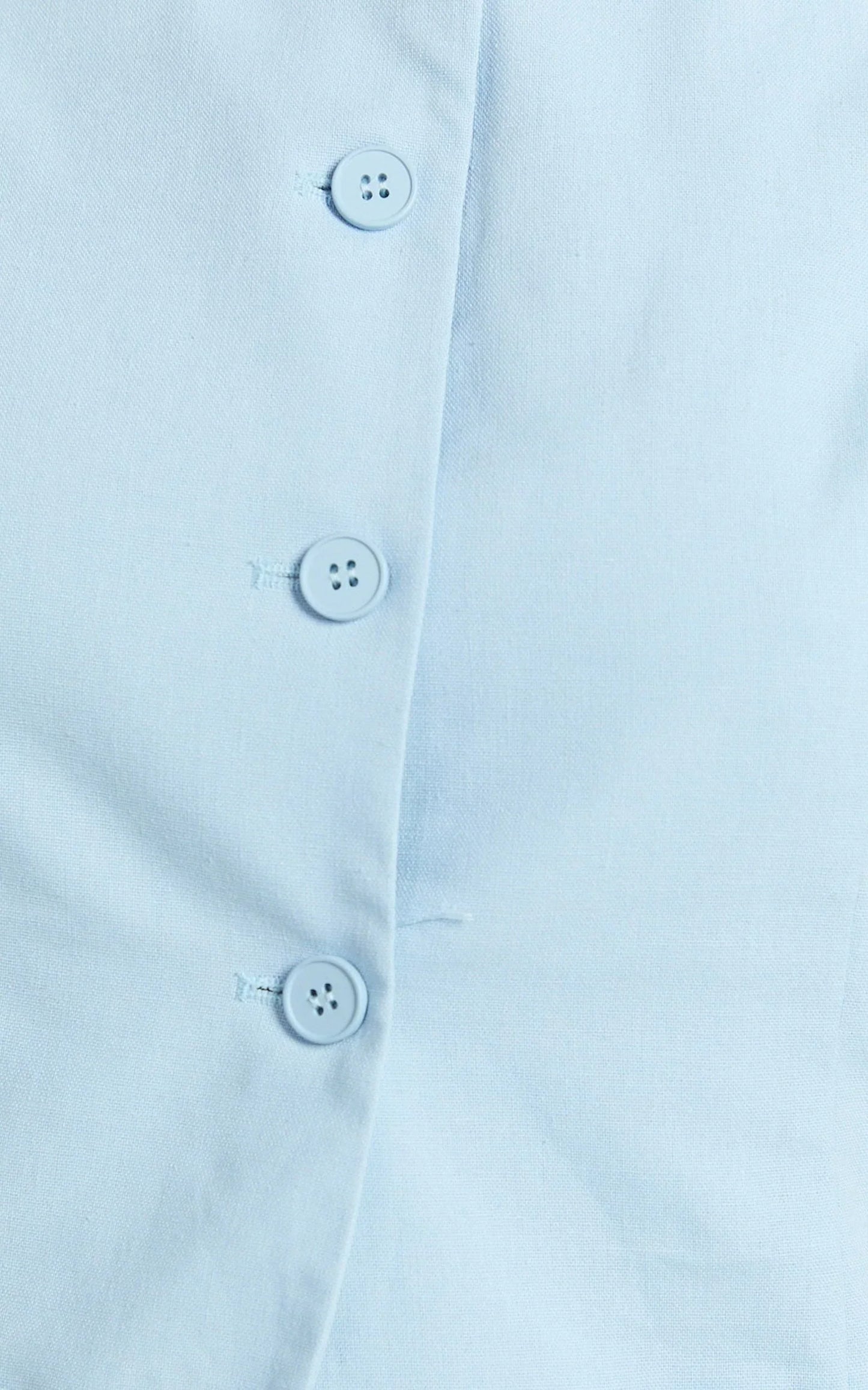 Nicolina Top - Linen Scoop Neck Button Down Vest Top in Pale Blue