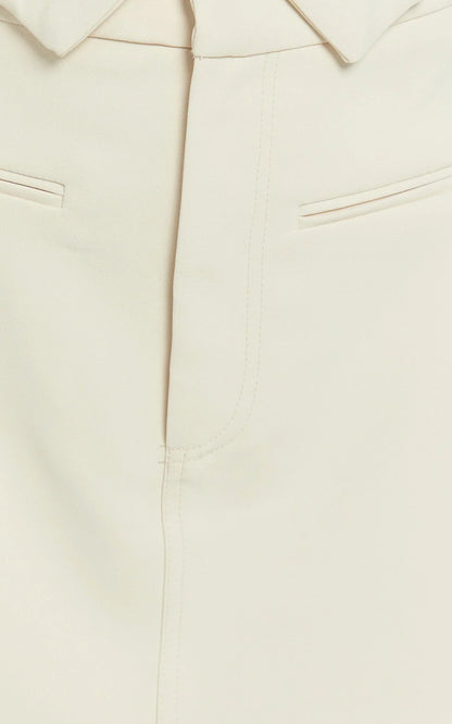 Lalisa Mini Skirt - High Waist Tailored Skirt in Stone