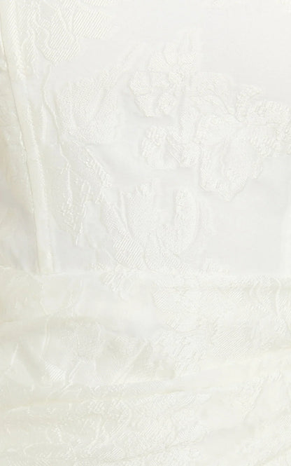 Laine Mini Dress - Jacquard Draped Dress in White