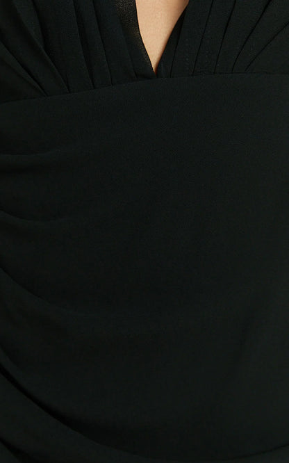 Nikki Maxi Dress - Halter Thigh Split Wrap Dress in Black