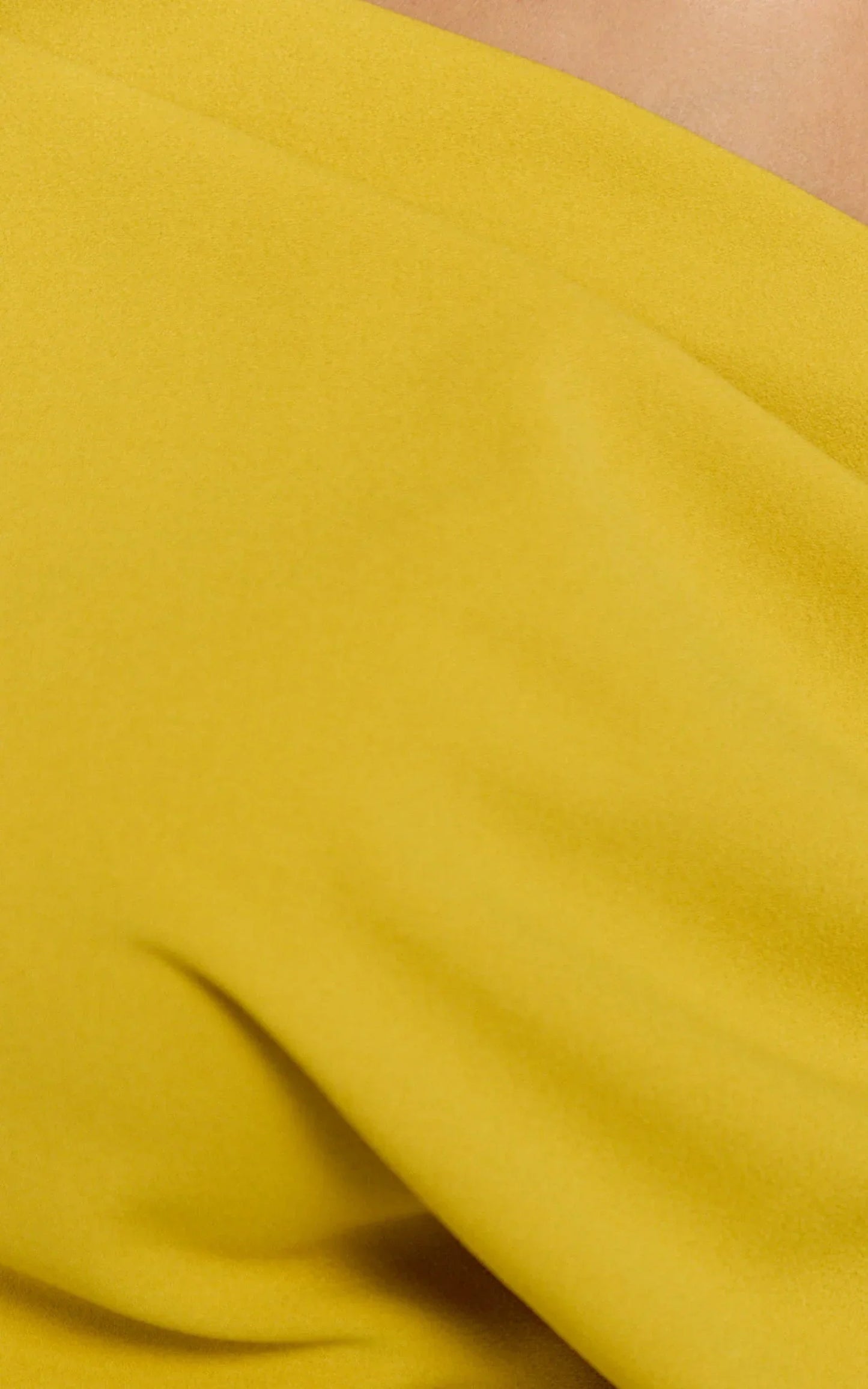 Nalfie Midi Dress - Tipped Shoulder Jersey Drape Dress in Mustard