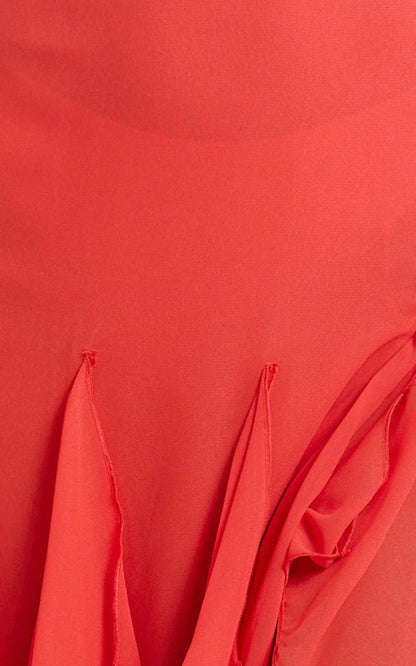 Maeve Maxi Dress - V Neck Ruffle Tier Slip Dress in Chilli