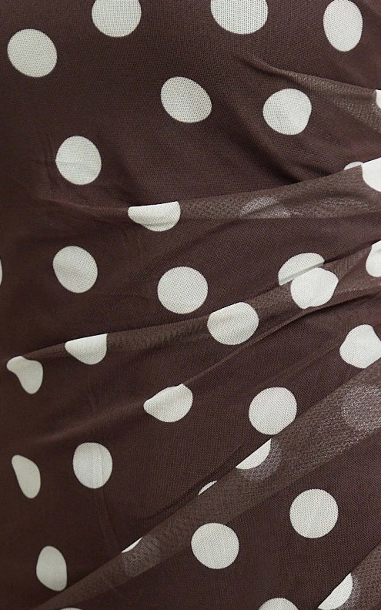 Lia Maxi Dress - Off Shoulder Slip Dress in Chocolate White Spot