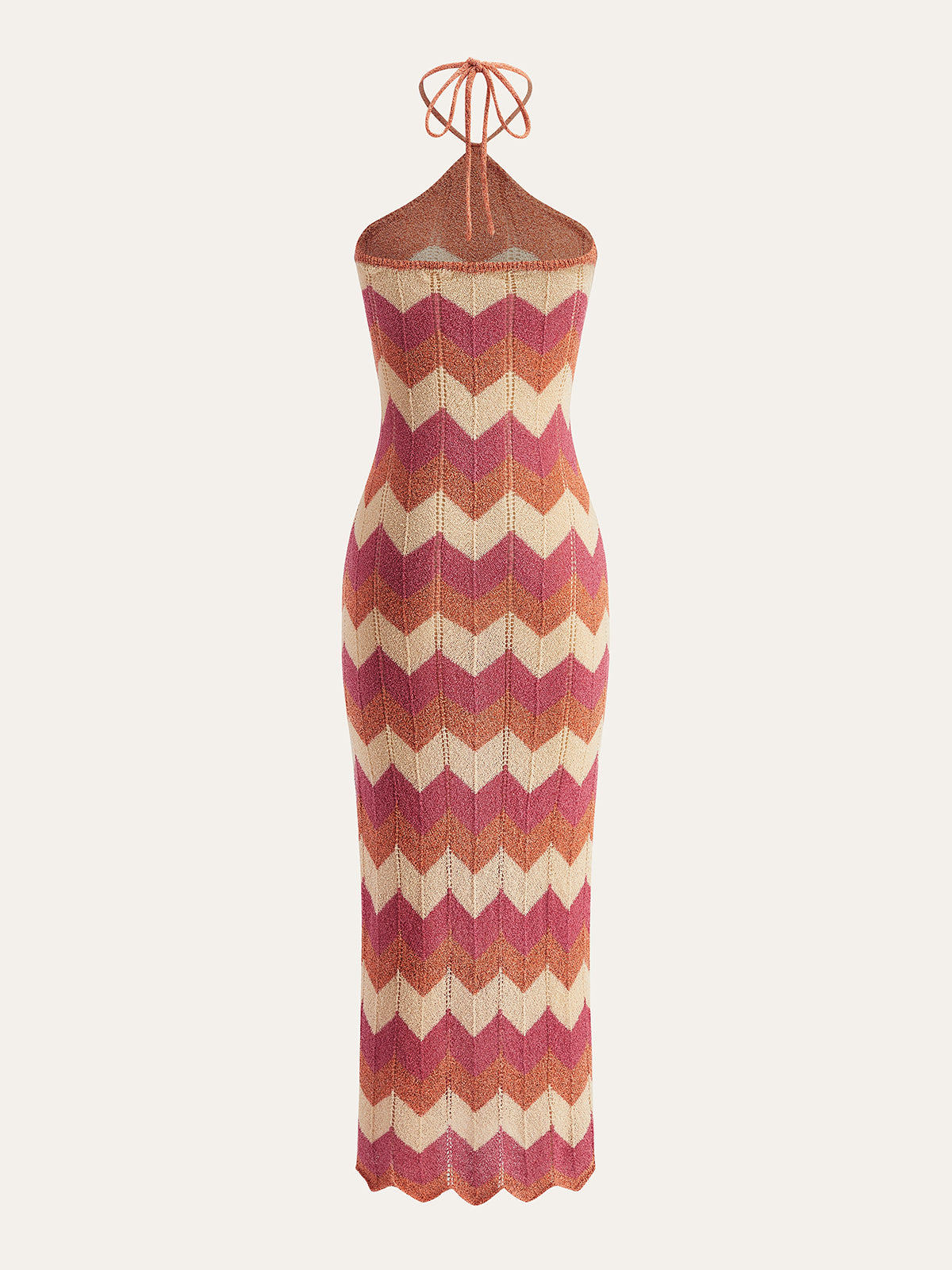 Color Block Halter Knotted Split Sweater Dress