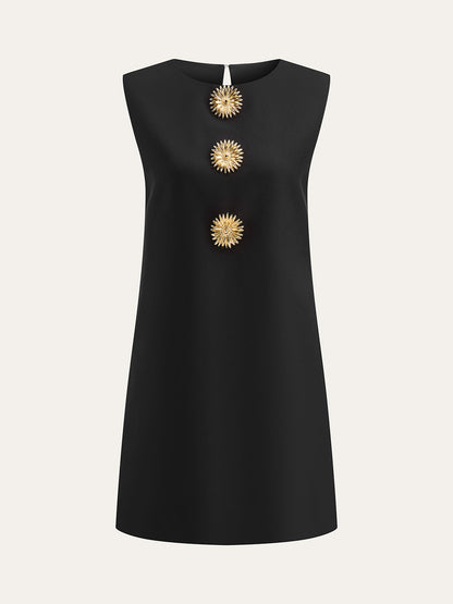 Metal Decor Sleeveless Mini Dress