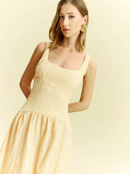 Textured Sleeveless Midi Dress