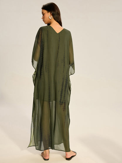 Sheer Chiffon V-Neck Maxi Dress