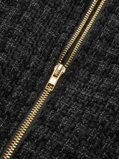 Chain Detail Tweed Sleeveless Mini Dress