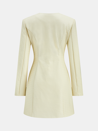 Floral Metal Button Faux Leather Mini Dress