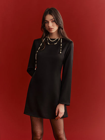 Bow Detail Satin Backless Mini Dress