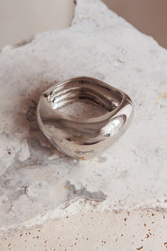 Summerland Chunky Irregular Bangle Dark Silver