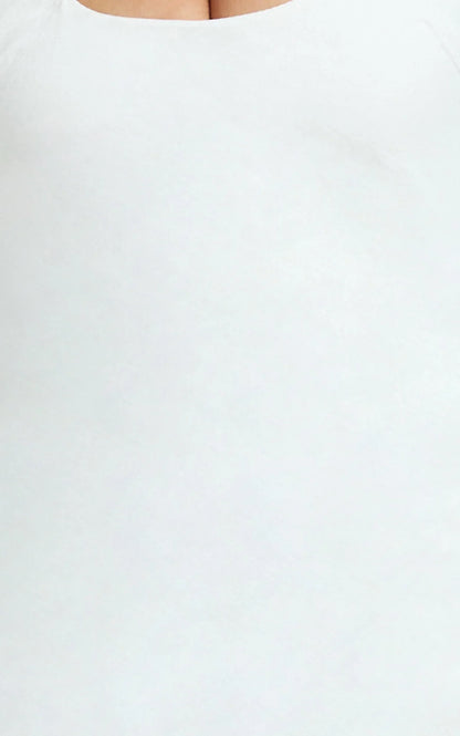 Murray Midi Dress - Deep U Halter Neck Dress in White