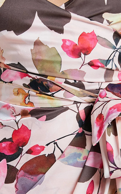 Maddison Midi Dress - Strappy Wrap Dress in Rosalind Print