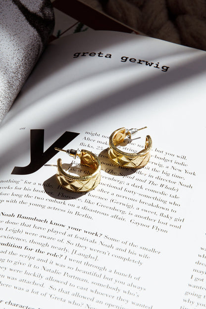 Gracie Etched Small Hoop Earrings Gold
