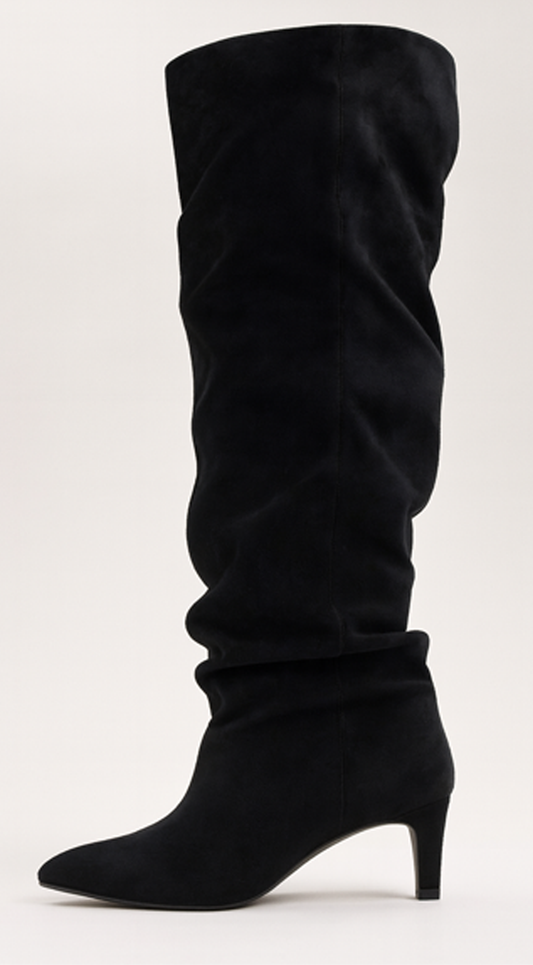 Sovana Suede Ruched Boots - Black