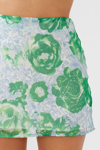 Sincerity Mini Skirt Floral Print Green